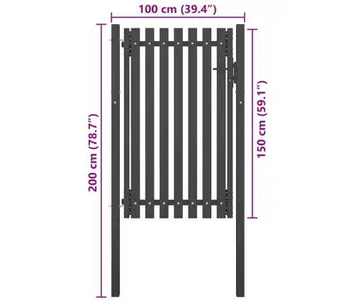 Dārza Žoga Vārti, Tērauds, 100X150 Cm, Antracīta Krāsā Vidaxl