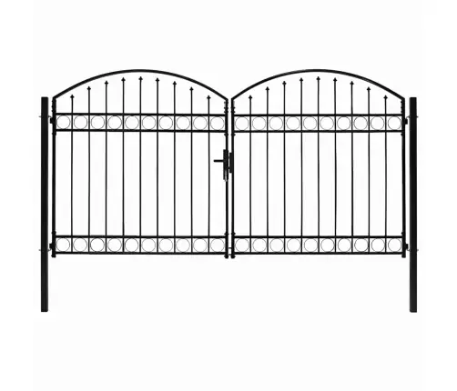Dvigubi Vartai Su Arkiniu Viršumi, Juodi, 300X175cm Plienas