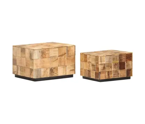 Kohvilauad 2 Tk, Kuubikudisainiga, Töötlemata Mangopuit