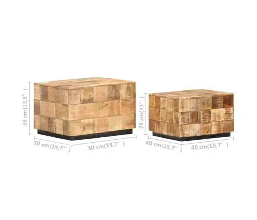 Kohvilauad 2 Tk, Kuubikudisainiga, Töötlemata Mangopuit