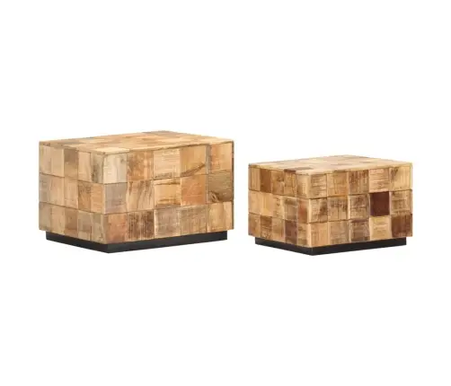 Kohvilauad 2 Tk, Kuubikudisainiga, Töötlemata Mangopuit