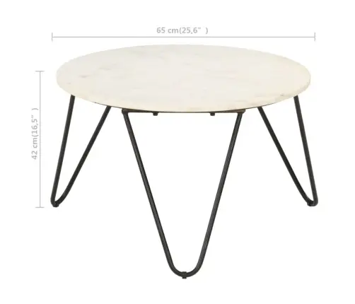 Kafijas Galdiņš, 65X65X42 Cm, Akmens, Balta Marmora Tekstūra Vidaxl