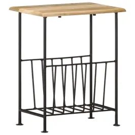 Žurnālu Plaukts, 40X30X50 Cm, Mango Masīvkoks Un Tērauds Vidaxl