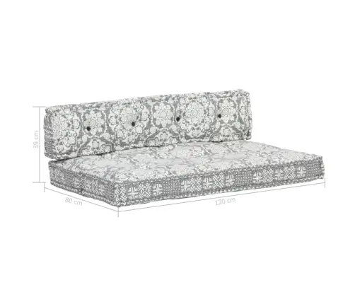 Palešu Dīvānu Spilvens, Gaiši Pelēks Audums, Tekstilmozaīka Vidaxl