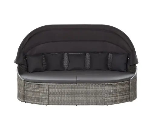 Dārza Atpūtas Gulta Ar Jumtiņu, Pelēka Pe Rotangpalma Vidaxl