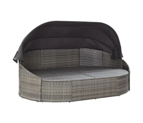 Dārza Atpūtas Gulta Ar Jumtiņu, Pelēka Pe Rotangpalma Vidaxl