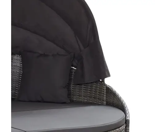 Dārza Atpūtas Gulta Ar Jumtiņu, Pelēka Pe Rotangpalma Vidaxl