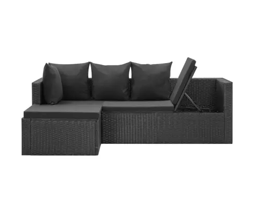 4-Daļīgs Dārza Atpūtas Mēbeļu Komplekts Ar Matračiem, Pe, Melns Vidaxl