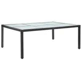 Lauko Valgomojo Stalas, Juodas, 200X150X74cm Poliratanas