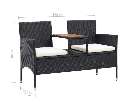2-Kohaline Aiapink Ja Teelaud, 143 Cm Polürotang, Must