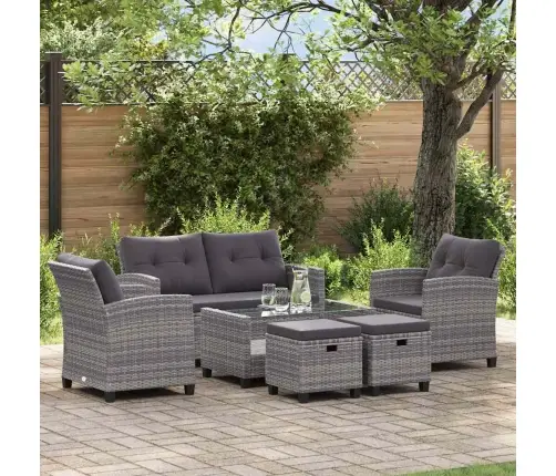 6-Daļīgs Dārza Atpūtas Mēbeļu Komplekts Ar Matračiem, Pelēks Pe Vidaxl