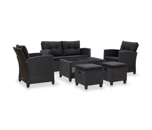 6-Daļīgs Dārza Dīvāna Komplekts Ar Matračiem, Pe Rotanpalma Vidaxl