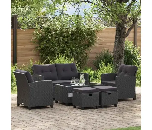 6-Daļīgs Dārza Dīvāna Komplekts Ar Matračiem, Pe Rotanpalma Vidaxl