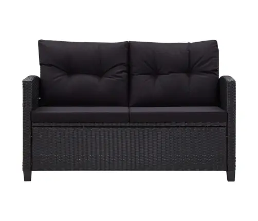 Dvivietė Sodo Sofa Su Pagalvėlėmis, Juoda, 124cm Poliratanas