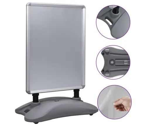 A1 Plakātu Stends, Pelēks, Alumīnija Sakausējums Vidaxl