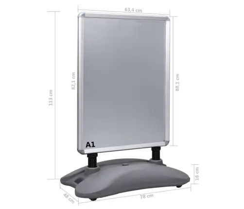 A1 Plakātu Stends, Pelēks, Alumīnija Sakausējums Vidaxl