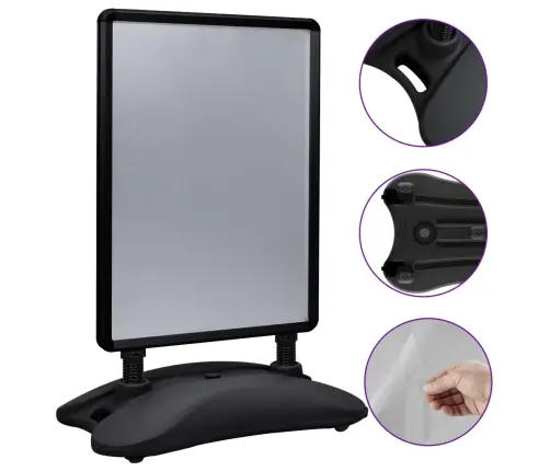 A1 Plakātu Stends, Melns, Alumīnija Sakausējums Vidaxl