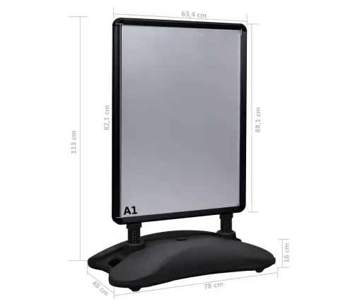 A1 Plakātu Stends, Melns, Alumīnija Sakausējums Vidaxl