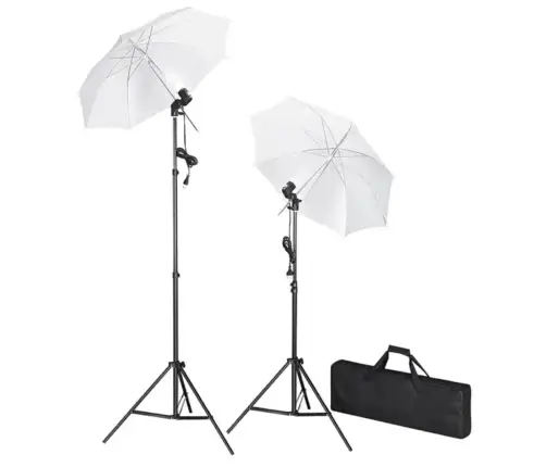 Fotostudijos Komplektas Su Fonais, Šviestuvais Ir Skėčiais