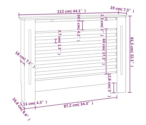 Radiatora Pārsegi, 2 Gab., Balti, 112X19X81,5 Cm, Mdf Vidaxl