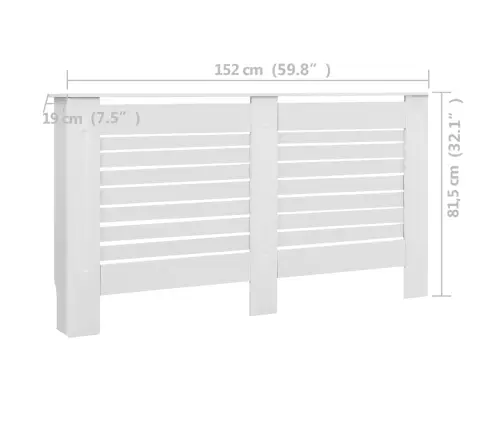 Radiatora Pārsegi, 2 Gab., Balti, 152X19X81,5 Cm, Mdf Vidaxl