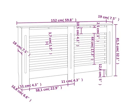Radiatora Pārsegi, 2 Gab., Balti, 152X19X81,5 Cm, Mdf Vidaxl