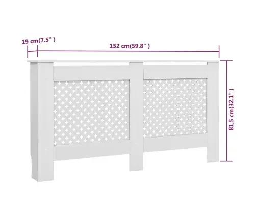 Radiaatorikatted 2 Tk, Valged, 152 X 19 X 81,5 cm Mdf