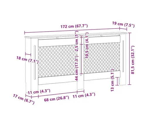 Radiaatorikatted 2 Tk, Valged, 172 X 19 X 81,5 cm Mdf