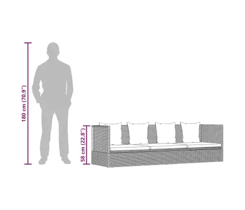 Dārza Gulta Ar Matraci Un Spilveniem, Brūna Pe Rotangpalma Vidaxl