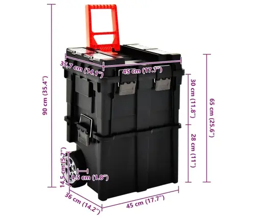 Įrankių Dėžė Su Ratukais Ir Rankena, 45X36X90Cm