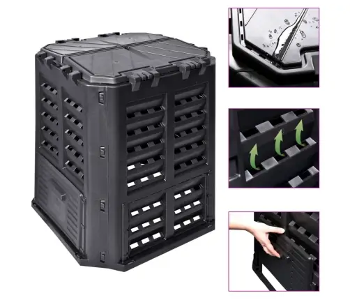 Aia Komposter, Must 68,9 X 68,9 X 83,9 Cm 360 L