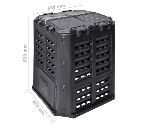 Aia Komposter, Must 68,9 X 68,9 X 83,9 Cm 360 L