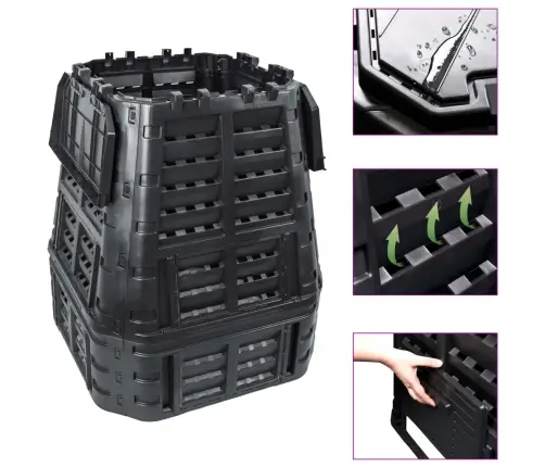 Aia Komposter, Must 93,3 X 93,3 X 113 Cm 740 L