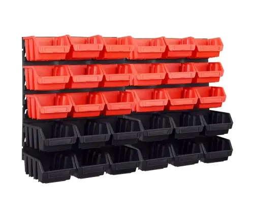 32-Osaline Hoiukastide Komplekt Seinapaneelidega Punane Ja Must