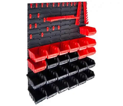 29-Osaline Hoiukastide Komplekt Seinapaneelidega Punane Ja Must