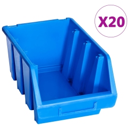 Uzglabāšanas Nodalījumi, 20 Gab., Zila Plastmasa Vidaxl
