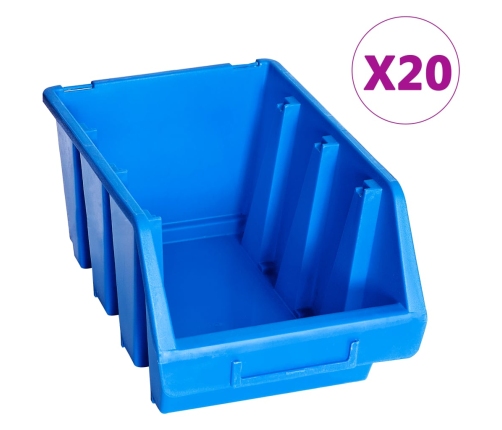 Uzglabāšanas Nodalījumi, 20 Gab., Zila Plastmasa Vidaxl