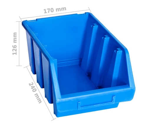 Uzglabāšanas Nodalījumi, 20 Gab., Zila Plastmasa Vidaxl