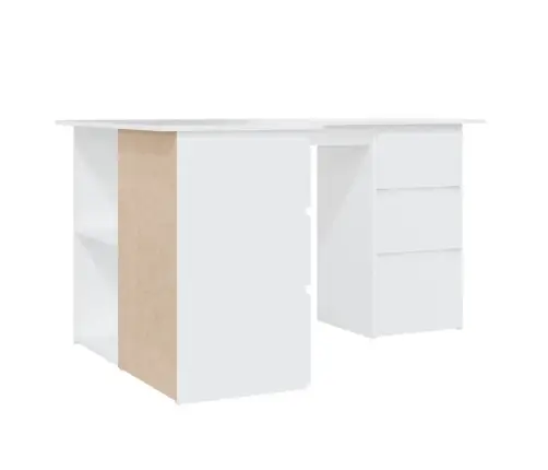 Kampinis Rašomasis Stalas, Baltas, 145X100X76cm Mediena