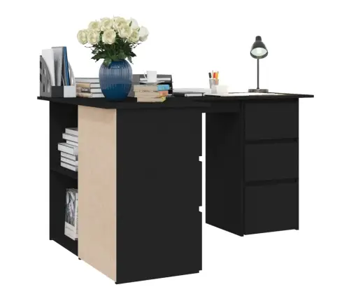 Nurga Kirjutuslaud, Must 145 X 100 X 76 Cm Tehispuit