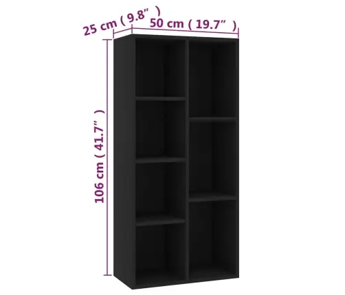 Grāmatu Plaukts, Melns, 50X25X106 Cm, Inženierijas Koks Vidaxl