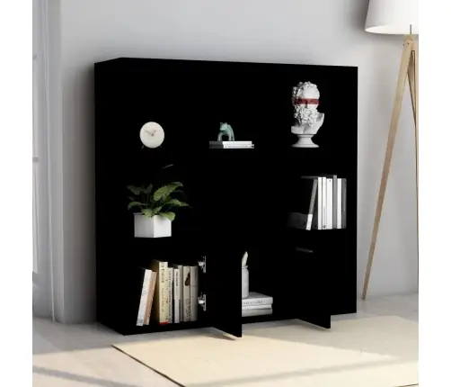 Grāmatu Plaukts, Melns, 98X30X98 Cm, Inženierijas Koks Vidaxl