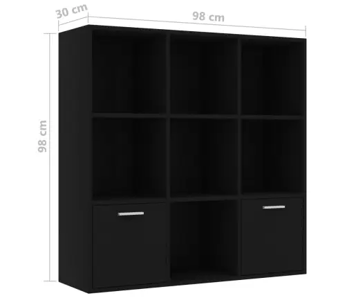 Grāmatu Plaukts, Melns, 98X30X98 Cm, Inženierijas Koks Vidaxl