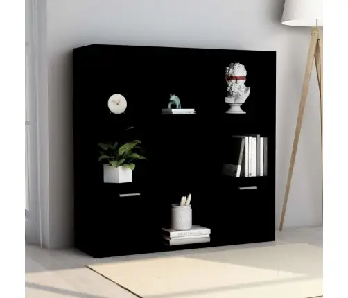 Grāmatu Plaukts, Melns, 98X30X98 Cm, Inženierijas Koks Vidaxl