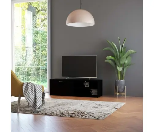Televizoriaus Spintelė, Juoda, 120X34X37cm Apdirbta Mediena