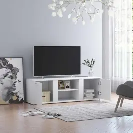 Televizoriaus Spintelė, Balta, 120X34X37cm Apdirbta Mediena
