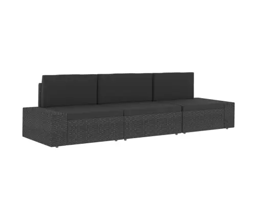 Moduļu Stūra Dīvāns Ar Kreiso Roku Balstu, Pe Rotangpalma,Melns Vidaxl