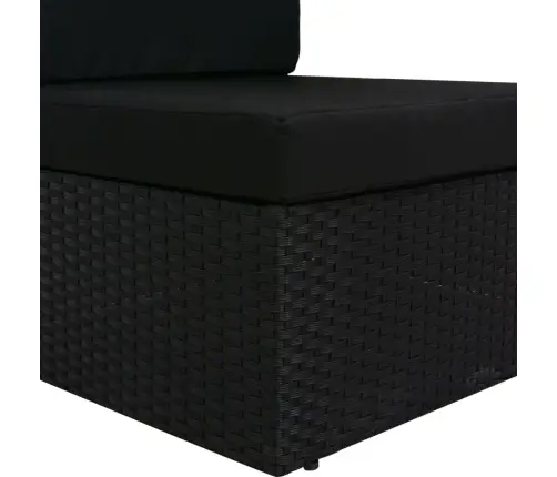 Moduļu Stūra Dīvāns Ar Kreiso Roku Balstu, Pe Rotangpalma,Melns Vidaxl