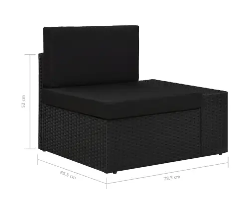 Moduļu Stūra Dīvāns Ar Kreiso Roku Balstu, Pe Rotangpalma,Melns Vidaxl