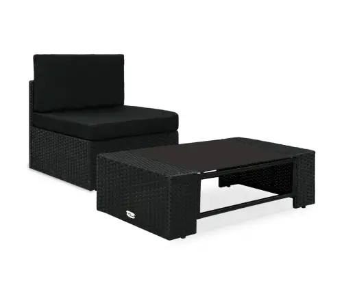 2-Daļīgs Dārza Atpūtas Mēbeļu Komplekts, Pe Rotangpalma, Melns Vidaxl